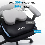 Nexpow Car Seat Cushion, Extra Large Memory Foam, Ergonomic U-Shaped Design, Non-Slip, Washable Cover, Black, MJC053