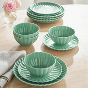 The Pioneer Woman PW1519460200013 Colette 12-Piece Stoneware Dinnerware Set, Green