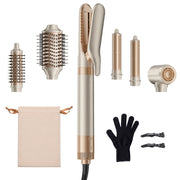 RACCOMB 6-in-1 Hot Air Styler Hair Dryer with Auto-Wrap Curling Barrels, Ceramic Tourmaline Straightener, Volumizing Brushes, Negative Ion Technology, Brown, HH06-HB10BRNUS
