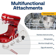 SPECSTAR VH1566-BK 4.75 Quart Multifunctional Stand Mixer, 8 Speed Electric Kitchen Mixer w/380W Motor, Red