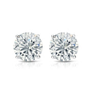 JeenMata 2 Carat Round Moissanite Adult Stud Earrings In 18K White Gold over Silver, Round 2 ct