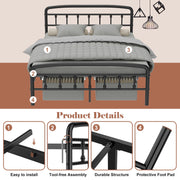 Kinsfook Metal Full Size Bed Frame, Victorian Style Headboard and Footboard, Black
