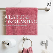 Marmolux Acc 4-Piece Bathroom Hardware Set, 304 Stainless Steel, Brushed Finish, Wall-Mounted, Includes 24-Inch Towel Bar, Towel Ring, Toilet Paper Holder, Towel Hook, PA-S911-4BN