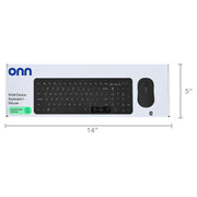 Onn Curve Wireless Keyboard and Mouse Combo, Curved Design, Black