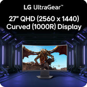 LG UltraGear 27-Inch QHD 2560x1440 1000R Curved VA Gaming Monitor, 180Hz Refresh Rate, 1ms Response Time, HDR10, AMD FreeSync, Black