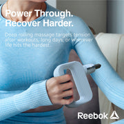 Reebok Hot & Cold Percussion Massager with Aromatherapy, 6-Speed Rechargeable Deep Tissue Relief, Portable Blue