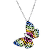 Jacmel Jewelry Sterling Silver Crystal Butterfly Pendant with Multicolor Crystals, 18 in Singapore Chain, C902499RRM-B.WM