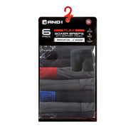 AND1 Flex Mens Boxer Briefs, Regular Leg, Moisture Control, Breathable Mesh Pouch, 6 Inch Inseam, 6 Pack