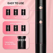 Nicebay Hot Air Brush 4-in-1 Hair Styling Tool with Detachable Oval and Curly Brushes, 1300W Ceramic Coating, Ionic Technology, 360 Degree Swivel Cord, Silver, DW8008