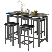 Segmart Counter Height Table Set of 5 Black, with Faux Marble Top