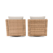 Better Homes & Gardens River Oaks Outdoor Swivel Gliders, Handwoven Natural Basket Weave, Plush Beige Cushions, Weather-Resistant, Set of 2