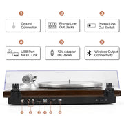 Retroaudio W03 Turntable with Wireless Output Connectivity Vinyl Player Support 33 1/3&45 RPM Speed Brown