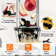 HYSapientia Cold Press Juicer Machine, Masticating Juicer with 250W Motor, 4-Inch Wide Chute, 1000ml Juice Cup, Silver, SD603