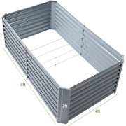 Land Guard Raised Garden Bed, 8x4x2 ft Galvanized Metal Planter Box, 24-Inch Deep, Rust Resistant, Modern Gray, F4