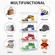 DAYOOH Transparent Plastic Shoe Storage Box with Magnetic Door, Stackable Sneaker Organizer, 2 Pack