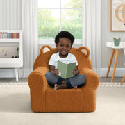 Delta Children Deluxe Cozee Teddy Bear Chair, Plush Sherpa Fabric, Brown, Kid-Sized Armchair