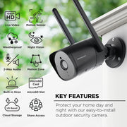 Merkury Smart MI-CW063-101 1080P Wi-Fi Outdoor Security Camera - 2.4 GHz, Weatherproof, Black