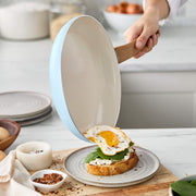 GreenPan Essence 10-Piece Ceramic Nonstick Cookware Set, Diamond-Infused Thermolon Coating, Blue Haze, Induction Compatible, Stay-Cool Wood-Print Handles