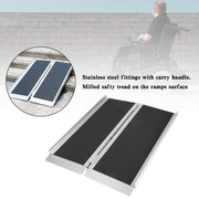 Mad Hornets Non-Skid Threshold Wheelchair Ramp, Portable Aluminum Folding, 3 Ft, Black