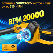 Hitofish Small Cordless Leaf Blower, 20V, 210 MPH Wind Speed, 3 Speed Modes, Includes 2 Batteries and Fast Charger, 3 Nozzles, Lightweight Handheld Yard Tool, HI-3617