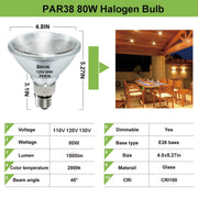 Sinvic 422130p5 Par38 Halogen Light Bulbs, 80W, 2800K Warm White, Dimmable, E26 Base, Clear, Pack of 4