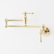 Signature Hardware Pot Filler Faucet, Double Handle, Wall Mounted Retractable Swing Spout, Polished Nickel, 4.6 GPM, 954008
