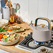 Beautiful 19551 1.8L Ceramic Non-Stick Stovetop Tea Kettle, Porcini Taupe