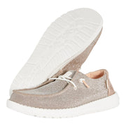 HeyDude Wendy Metallic Sparkle Slip-On Loafers for Women, Rose Gold, Size 11, Lightweight Casual Shoes, 41082