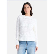 Time and Tru Women's Chenille Cable Knit Crewneck Sweater, Midweight, Medium