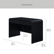 Better Homes & Gardens Juliet Curved Writing Desk with Storage, Black Composite Wood, Soft-Close Drawers, Mid-Century Modern Design