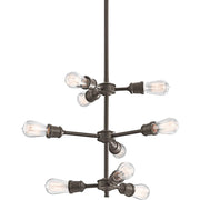 Kichler Lucien 9-Light Chandelier with Opal Glass Shades, Olde Bronze, 26 in W, 16.75 in H, 42257OZ