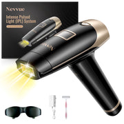 Nevvue IPL Laser Hair Removal Device for Body and Face, 5 Energy Levels, Skin Color Recognition, Cooling System, Black, Corded Electric, T001M-WMT