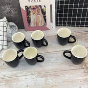 Calenzana Coffee Mug Set, 6 Pack, Embossed Multi-Pattern Black Ceramic Cups, 11.8 fl oz