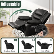 TrumanPick Recliner Chair, Manual Rocking and Reclining, Oversized , Black Faux Leather, Supports 350 lb - Ergonomic Design