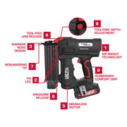 Hyper Tough CCT18BWT 20V Max Brushless Cordless 18-Gauge Brad Nailer Kit, 2-1/8 in, 2.0Ah Lithium-Ion Battery