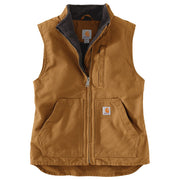 Carhartt Washed Duck Sherpa-Lined Mock-Neck Relaxed-Fit Vest for Ladies - Carhartt Brown - XXL