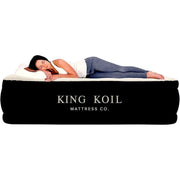 King Koil Luxury Air Mattress, 20in Full Size Beige Inflatable Airbed with Built-In Electric Pump, Coil-Beam Construction, Raised Pillow Zone, Waterproof Flocked Top, KK20C5BG29339