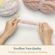 ComfiTime Jumbo 7 Chenille Yarn, Thick Soft Fluffy Polyester, 28 Yds Per Skein, Machine Washable, 8-Pack, Soft Pink
