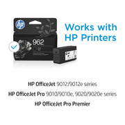 HP 962 Black Original Ink Cartridge, Monochrome, 1000 Page Yield, Compatible with OfficeJet Pro 9010 Series, 3HZ99AN