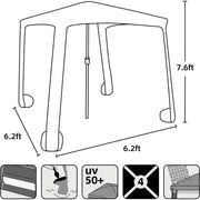 Ammsun Beach Cabana Tent 6.2'x6.2' with Side Wall UPF 50+ Easy Setup Canopy Shade Blue Coral