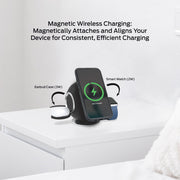 Monster 10-in-1 Charging Sphere Desktop Charging Station with Qi2 Magnetic Wireless Charging, 3 AC Outlets, 2 USB-C Ports, 2 USB-A Ports, Apple Watch and AirPods Charging Pads, 100W Total Output, Black, MWS8-1010-BLK