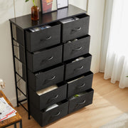 Yangming 10 Drawer Fabric Dresser for Bedroom, Black