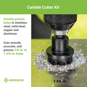 Greenlee 635 5-Piece Carbide-Tipped Hole Cutter Set with Pilot Drill, Hex Wrench, Tungsten Carbide Teeth, 7/8 in to 1-3/8 in