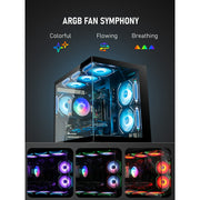 Gaming-Pro Desktop Computer, Intel Xeon E5 10-Core 3.9GHz, AMD RX550 4GB Graphics, 32GB DDR RAM, 512GB SSD + 1TB HDD, WiFi 6, Bluetooth 5.4, RGB Fans, Windows 11