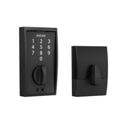 Schlage Century Matte Black Touchscreen Electronic Deadbolt, Keyless Entry, Metal Construction, Grade 2 Security, BE375CEN622
