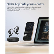 SHOKZ OpenFit 2+ Open-Ear Headphones, Dolby Audio, Lightweight 9.4g, IP55 Water-Resistant, 48H Playtime, USB-C Fast Black