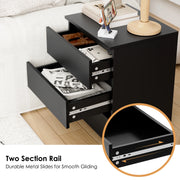 Homfa 1046156 3-Drawers Nightstand Set of 2, Black