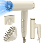 GCZ HDH-002 1500W Foldable High-speed Hair Dryer with Diffuser and Nozzle, Ivory