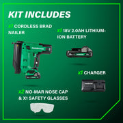 Metabo HPT 18V MultiVolt Compact Cordless 18-Gauge Brad Nailer Kit with 2.0Ah Lithium Ion Battery, Drives 5/8 to 2 in Brad Nails, Bright LED Light, Tool-less Depth Adjustment, NT1850DG