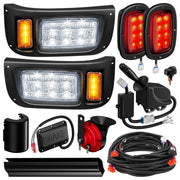 Partiue Golf Cart Light Kit Compatible with Club Car DS 1993+, 12V LED Street Legal Deluxe Headlight Tail Light Assembly with Turn Signals Hazard Light Switch Horn Brake D-Deluxe DS 1993-UP